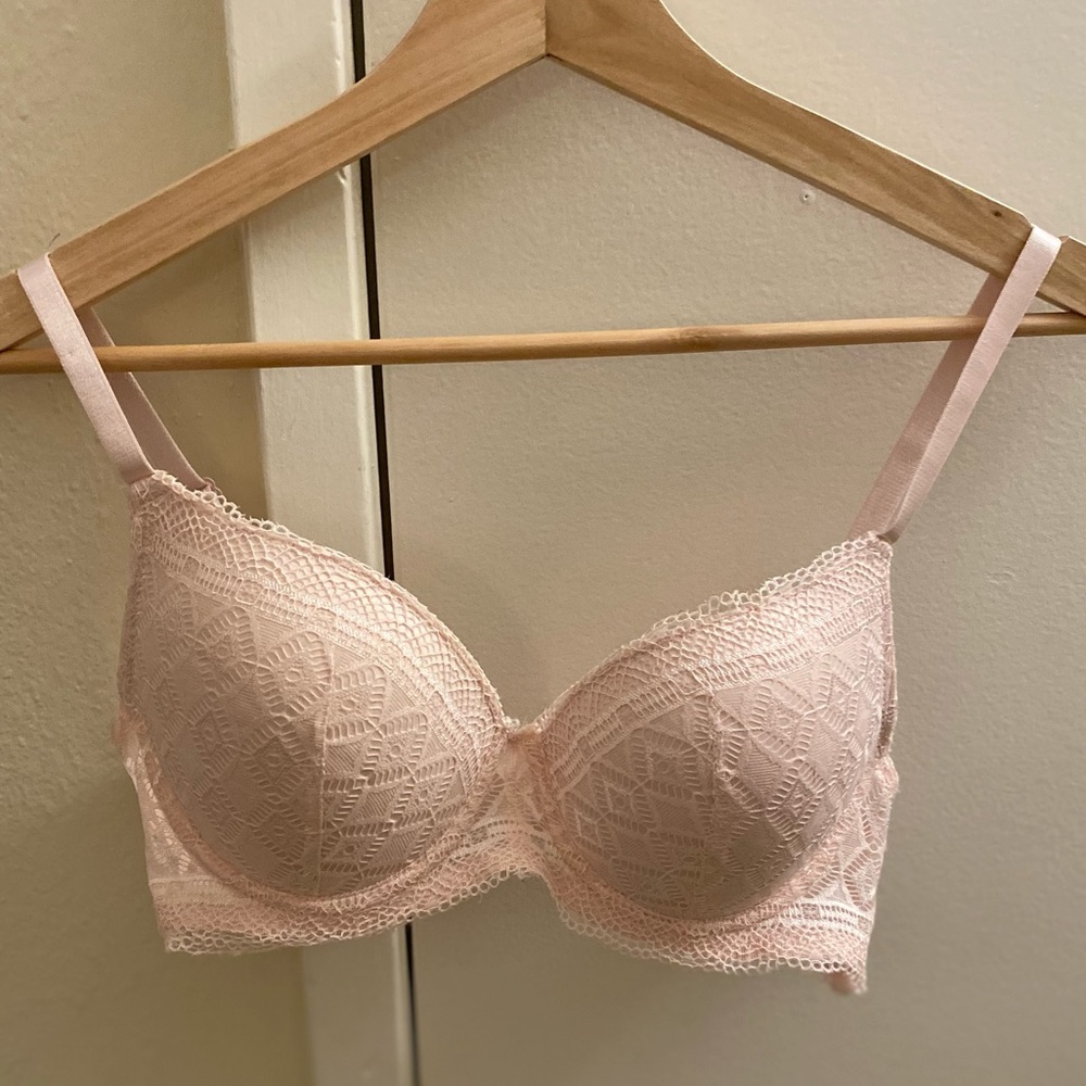Pink Lace Lightly Padded Bra 34C